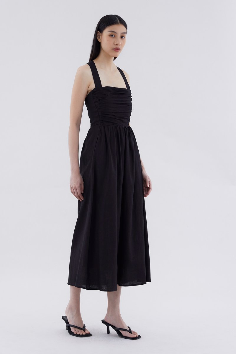 Lucano Linen Ruched Dress