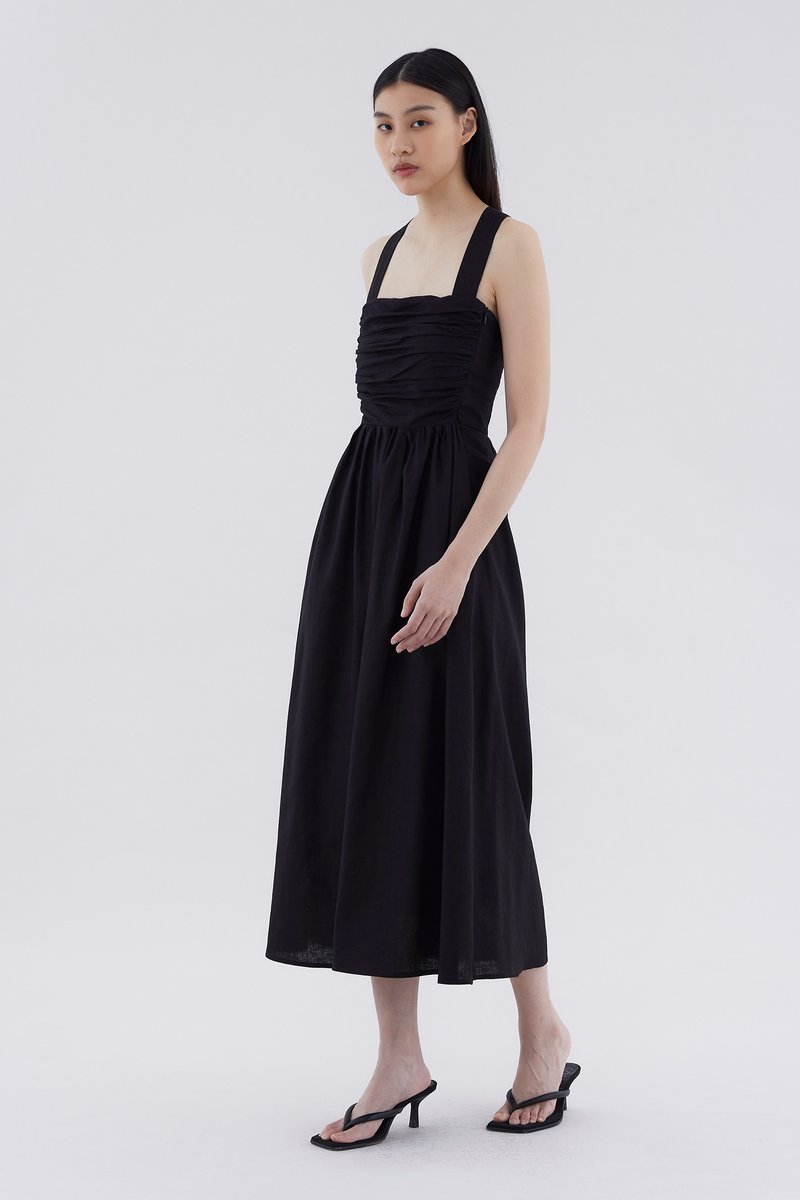 Lucano Linen Ruched Dress