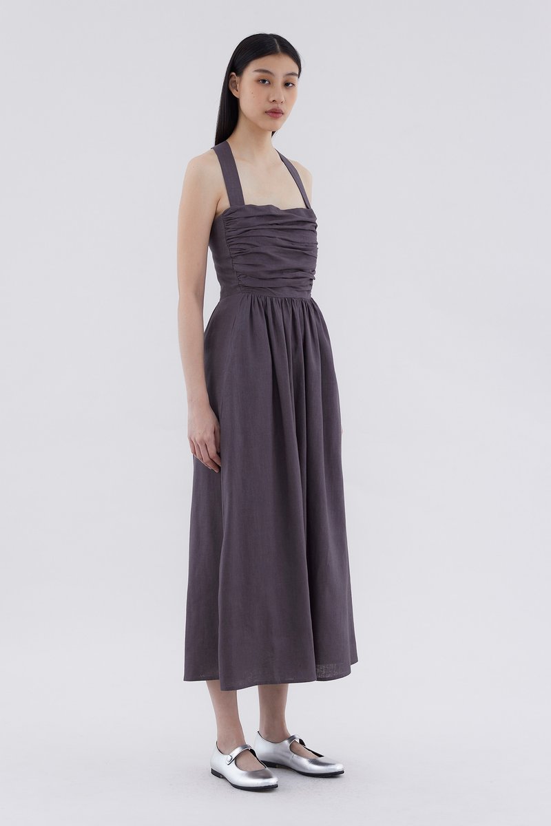 Lucano Linen Ruched Dress