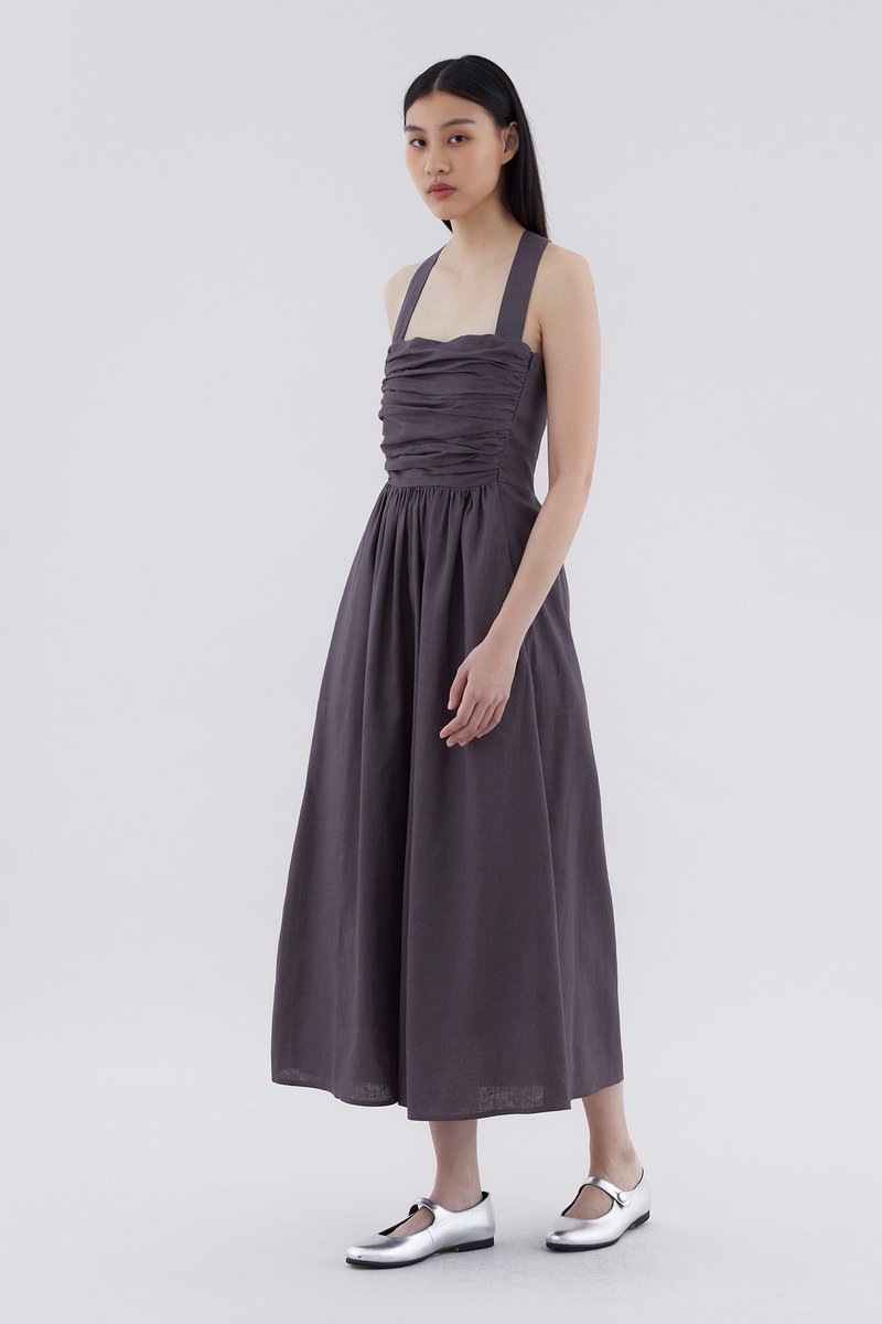 Lucano Linen Ruched Dress