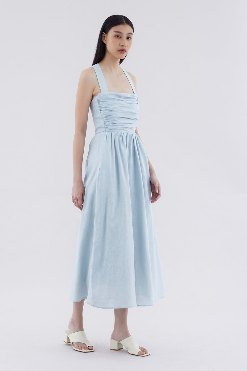 Lucano Linen Ruched Dress