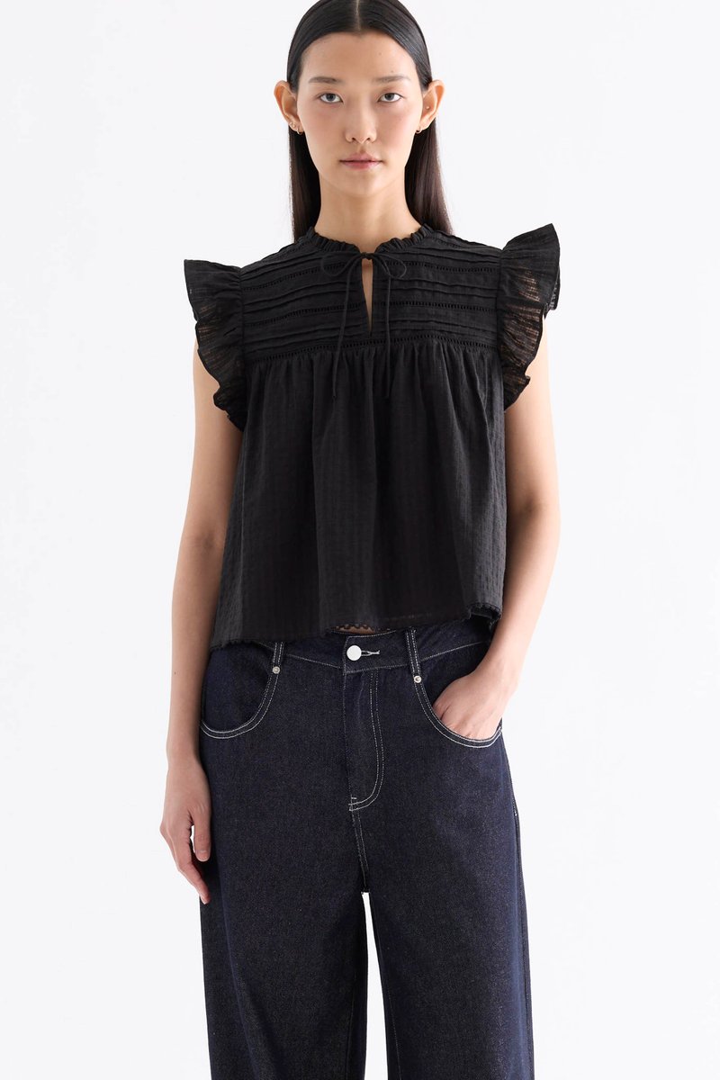 Judelle Flutter Cap-Sleeve Top