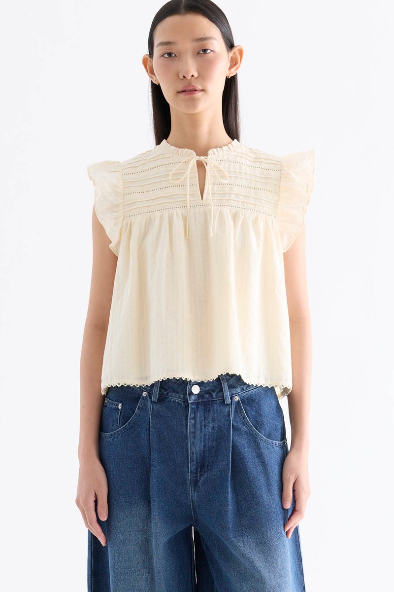Judelle Flutter Cap-Sleeve Top