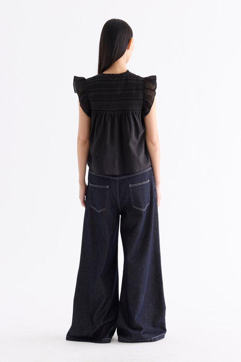 Judelle Flutter Cap-Sleeve Top