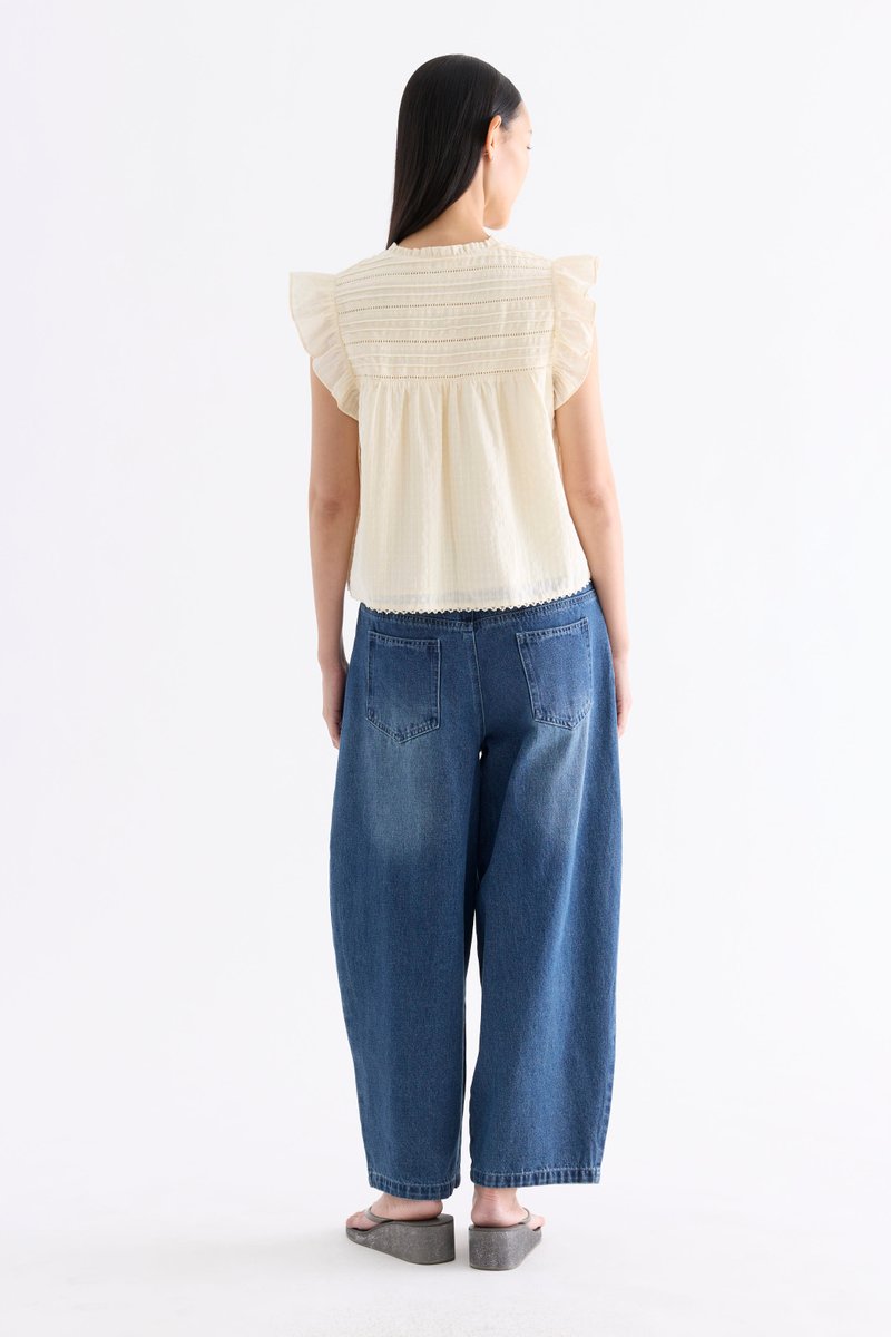 Judelle Flutter Cap-Sleeve Top