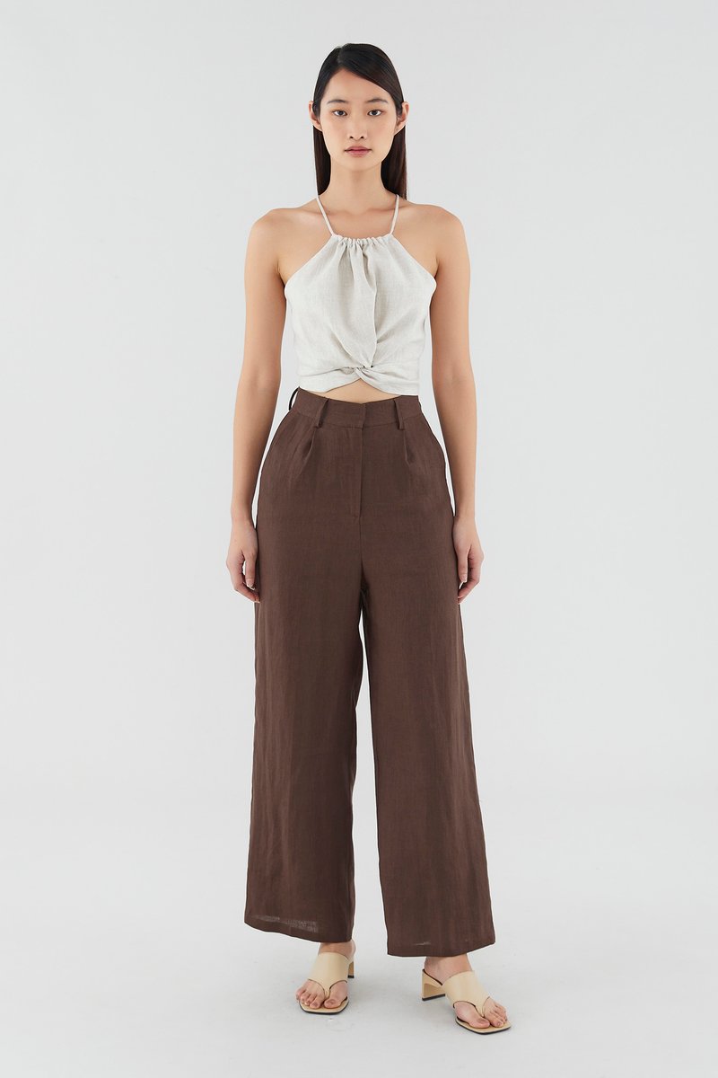 Mildred Linen Wide-Leg Pants