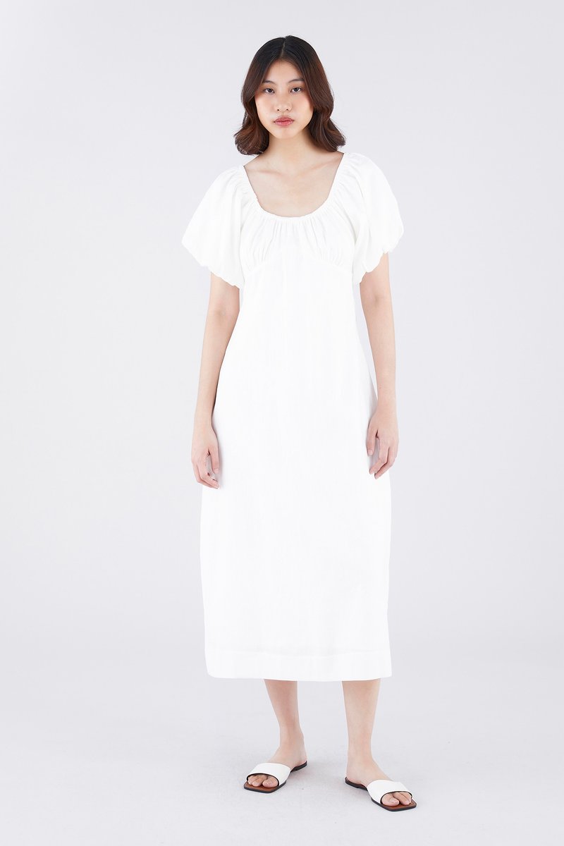 Torine Linen Puff Sleeve Dress