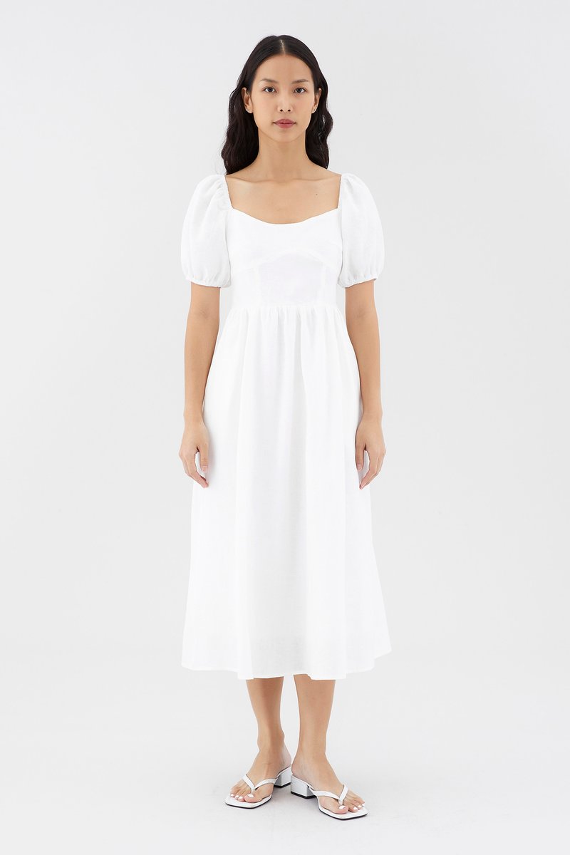 Emblair Linen Puff Sleeve Dress