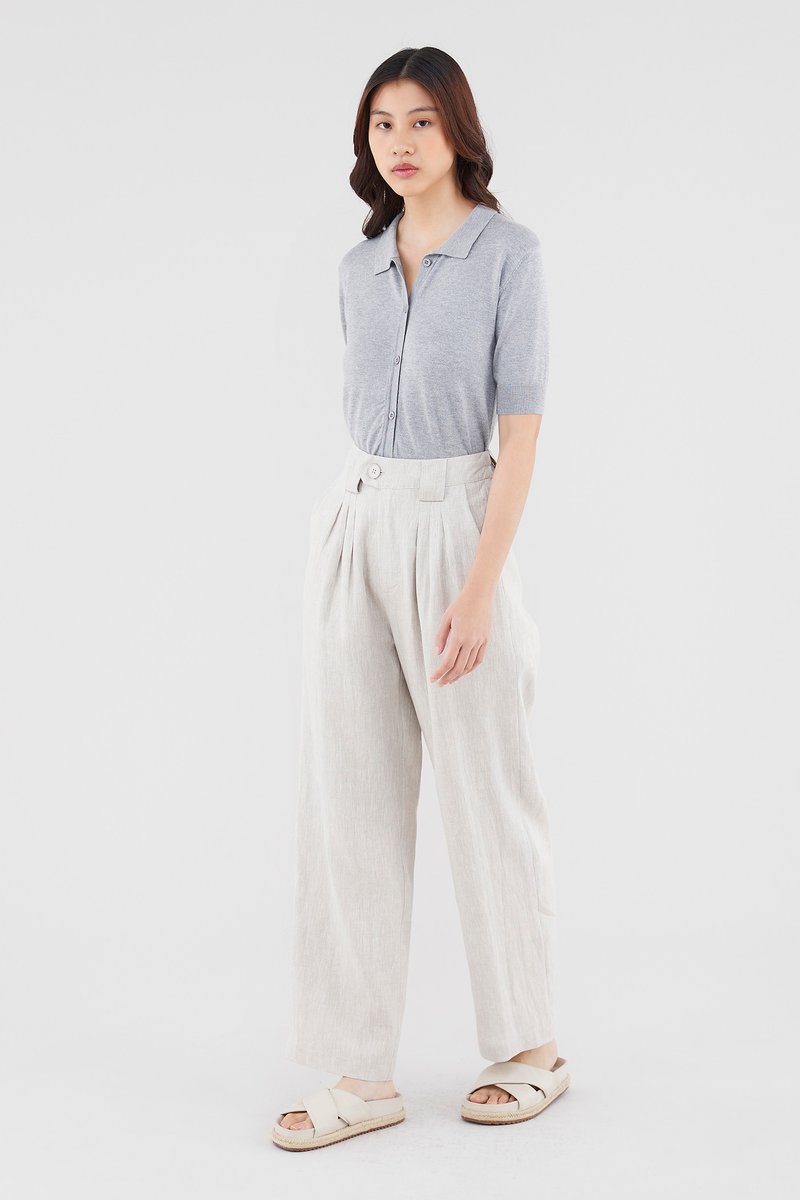 Valeria Linen Pleated Pants