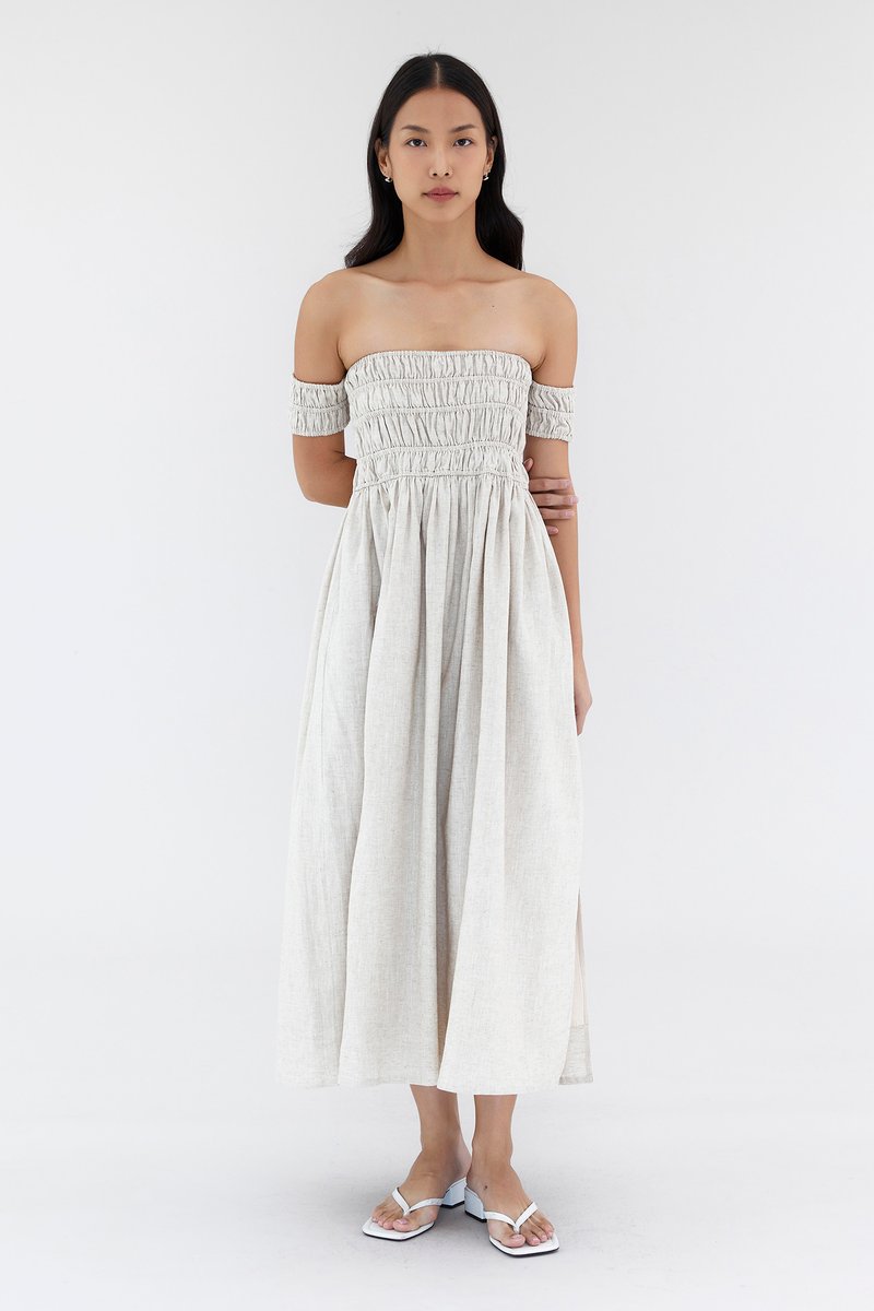 Esher Linen Shirred Dress