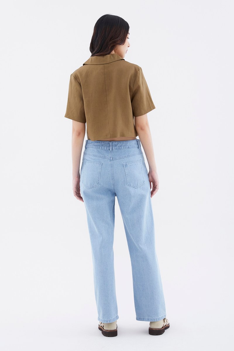 Rheta Linen Crop Shirt