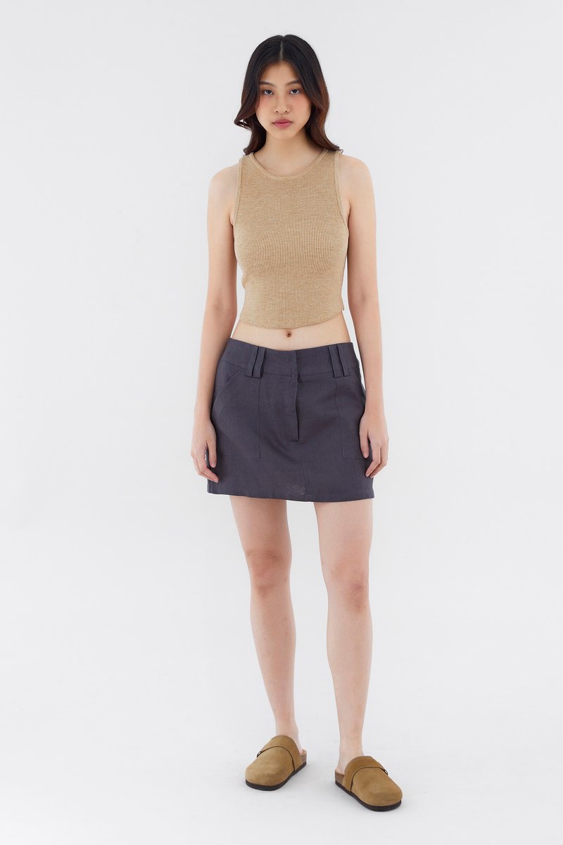 Vanrell Linen Low-Rise Skirt