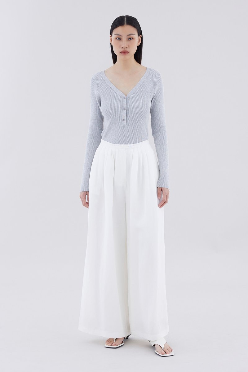 Jeno High-Rise Pleated Wide-Leg Pants