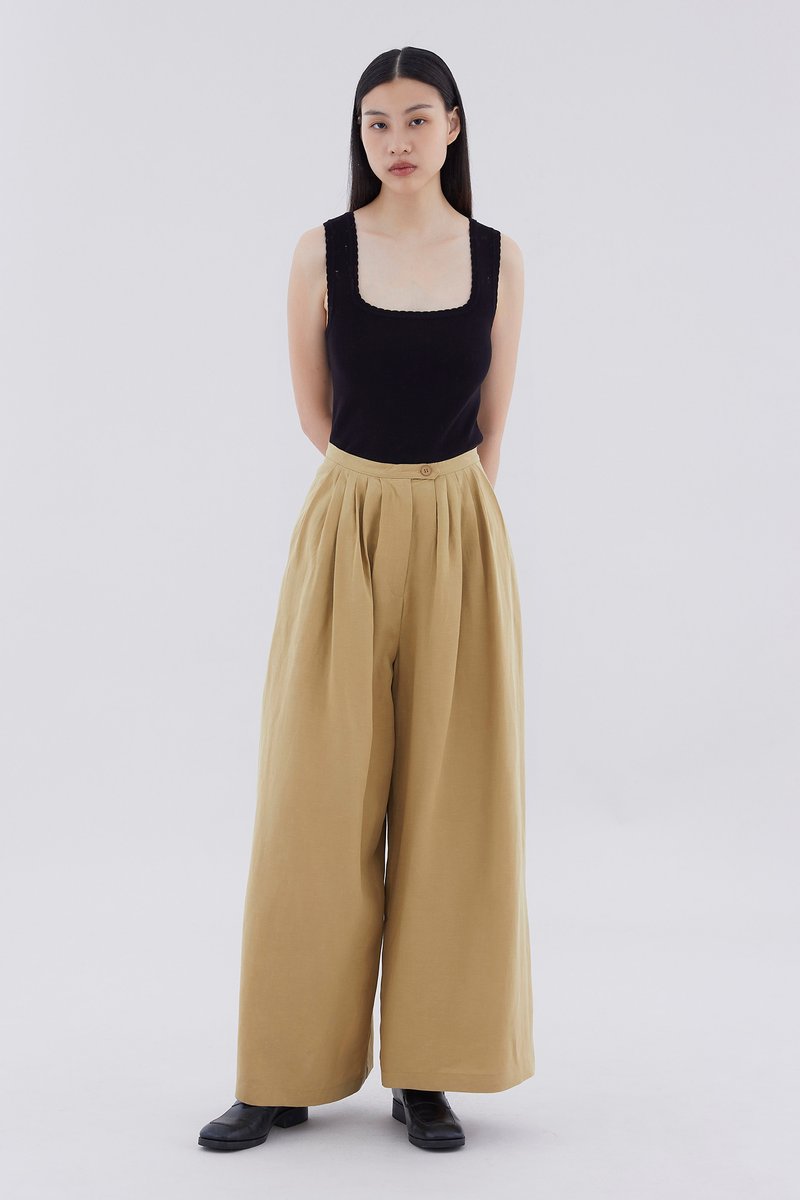 Jeno High-Rise Pleated Wide-Leg Pants