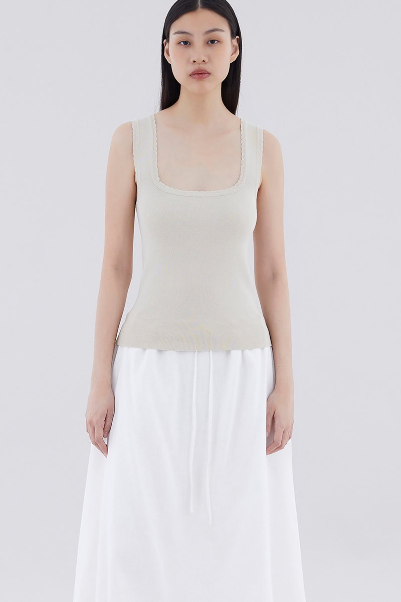 Macey Scallop-Neck Tank Top