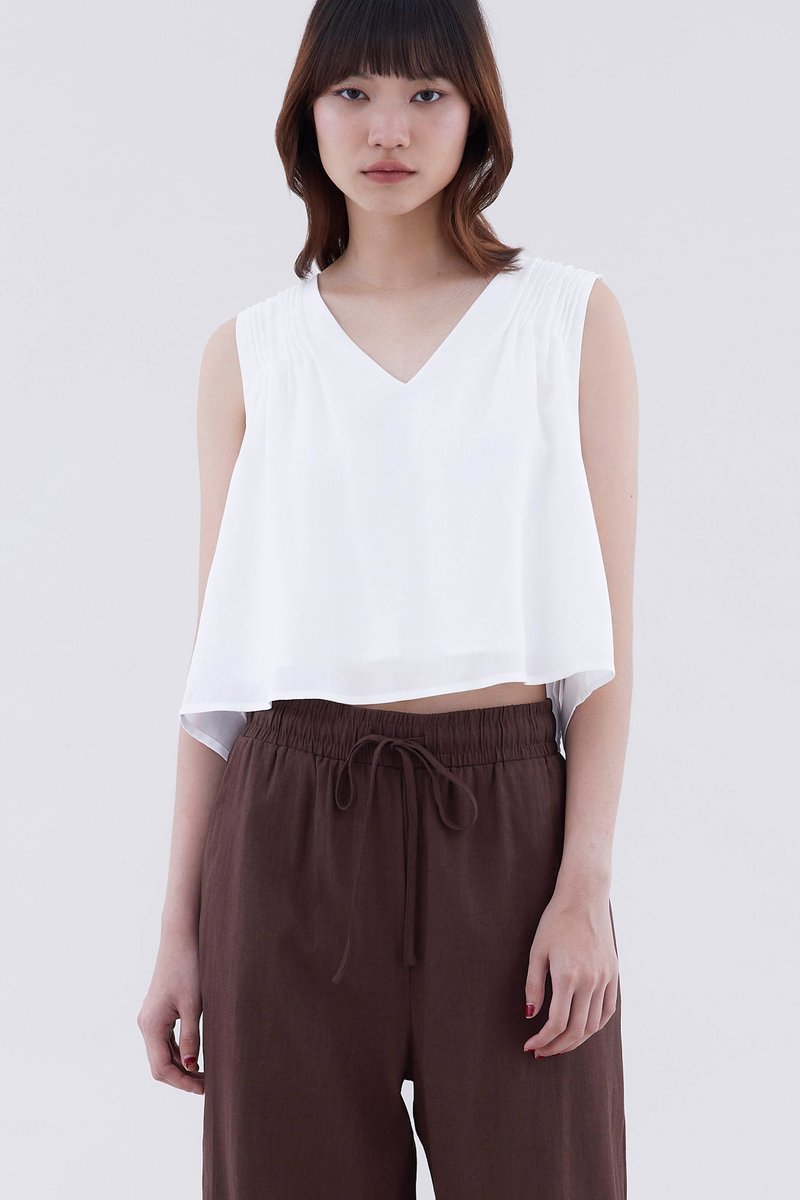 Maelyn V-Neck Pin Tuck Top