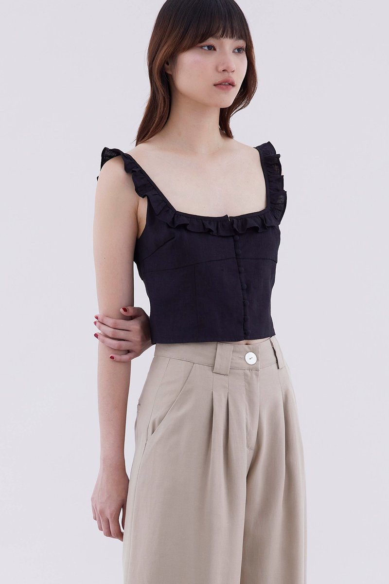 Zoelle Ruffle Neck Top