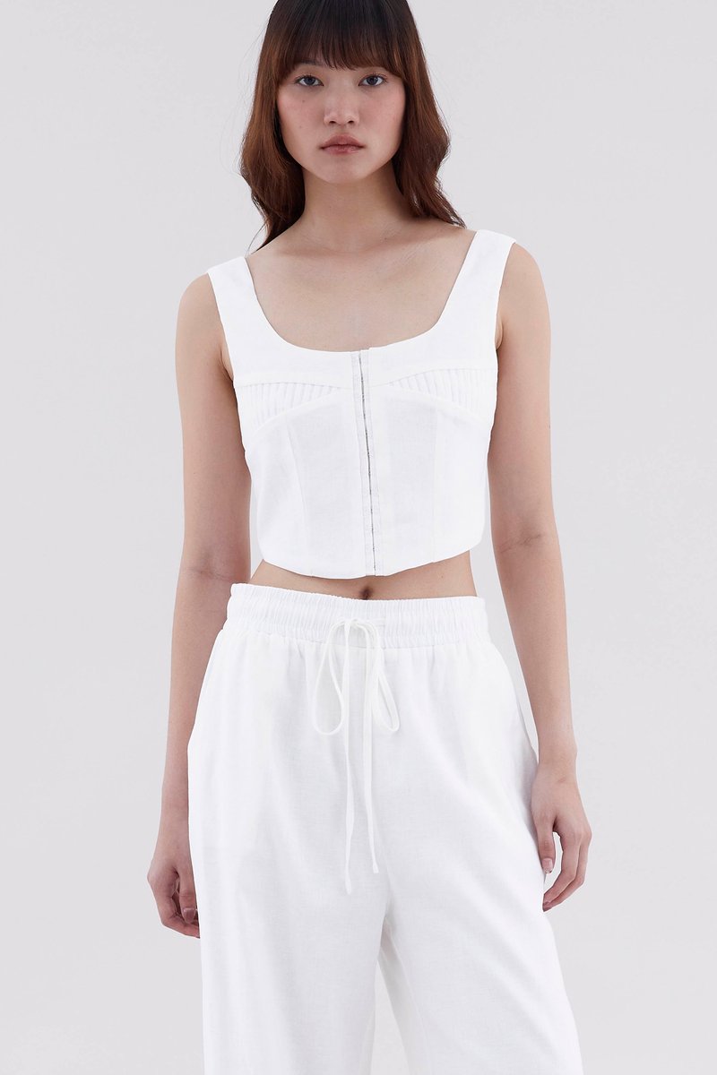Roxena Pin Tuck Crop Top