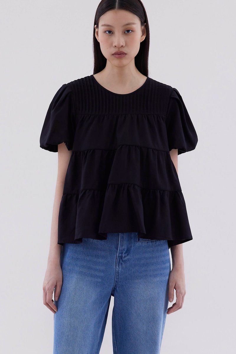 Tasya Pin-Tuck Tiered Blouse