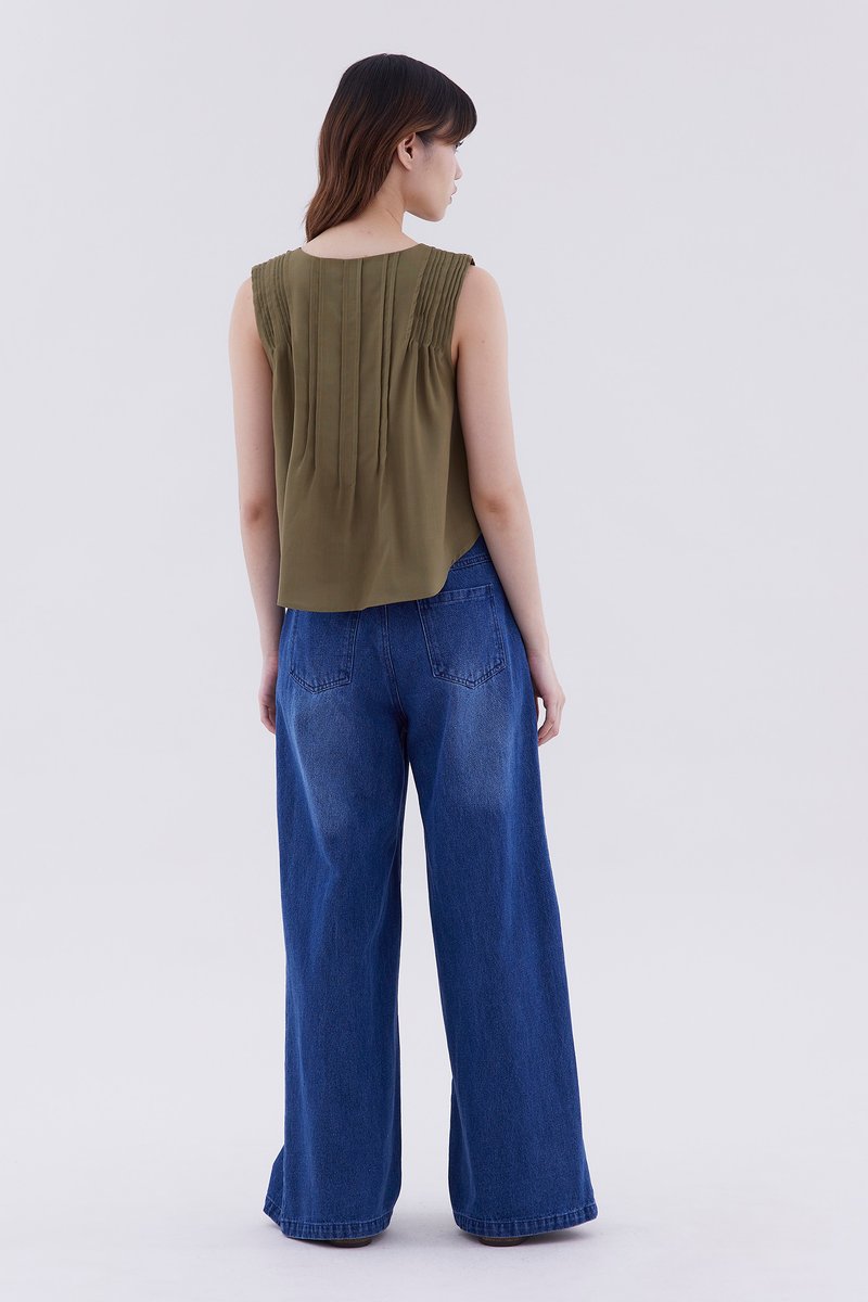 Maelyn V-Neck Pin Tuck Top