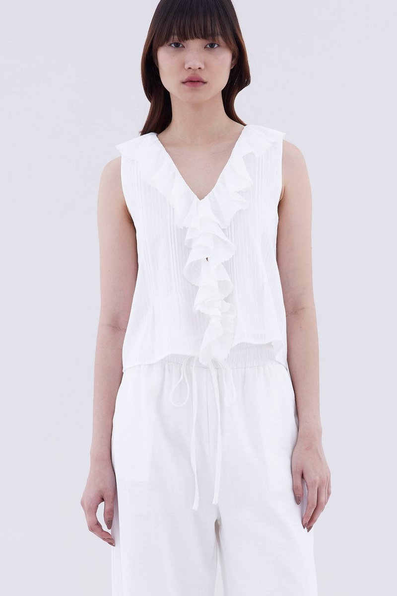 Olivie Ruffle Neck Top