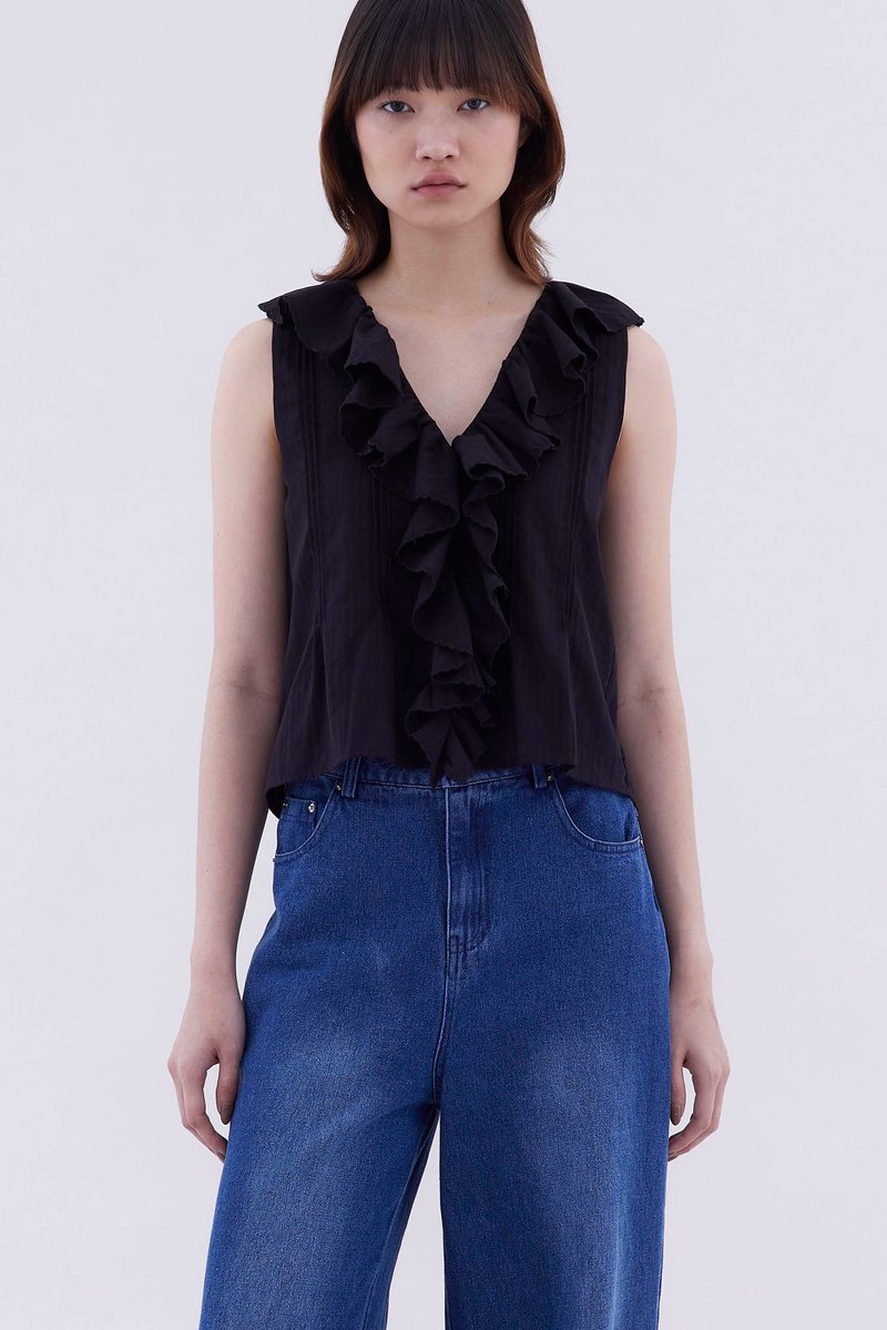 Olivie Ruffle Neck Top