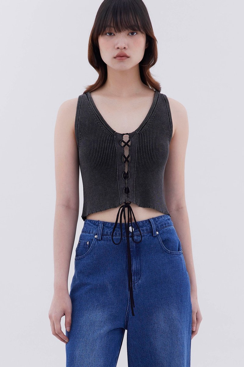 Karene Tie-Front Knit Crop Top