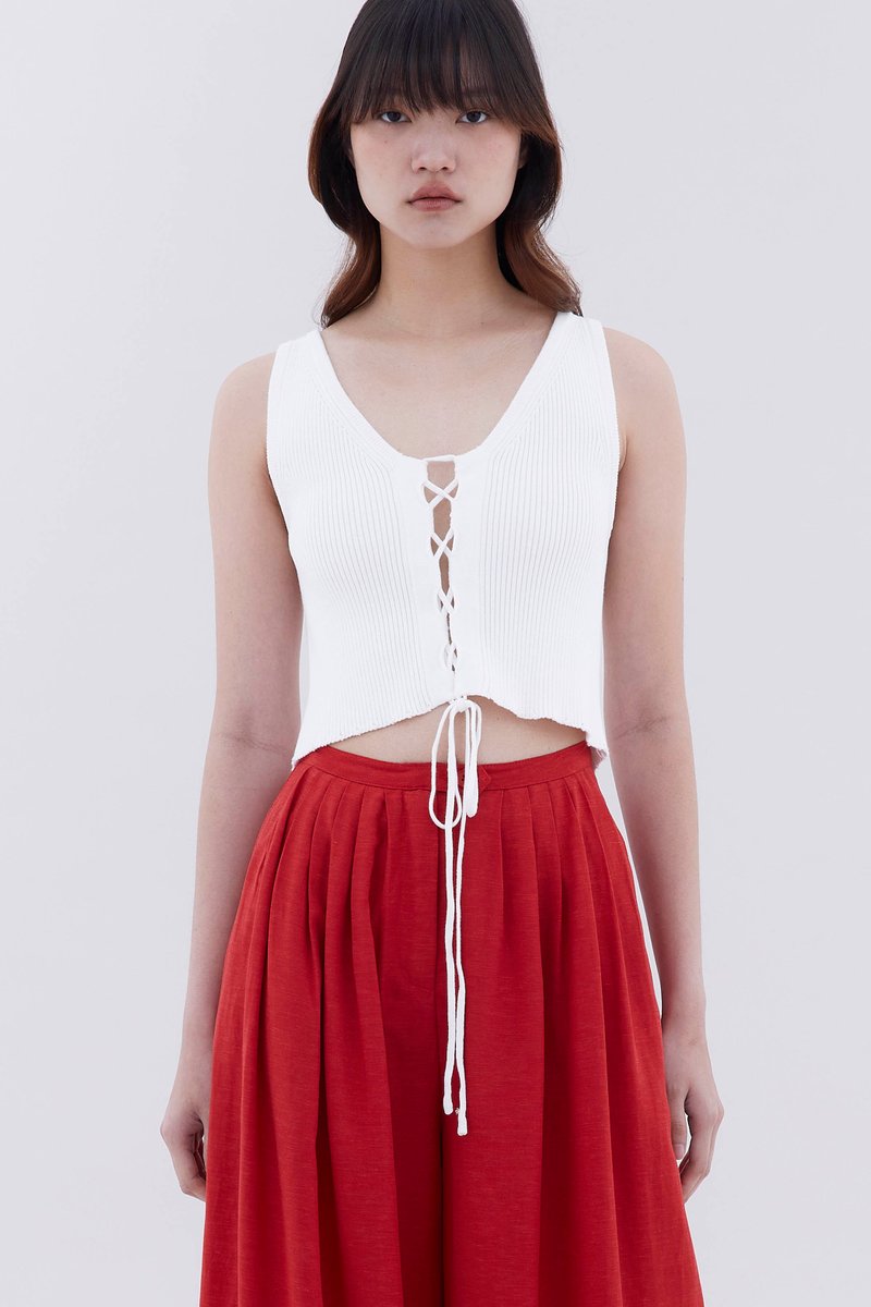 Karene Tie-Front Knit Crop Top