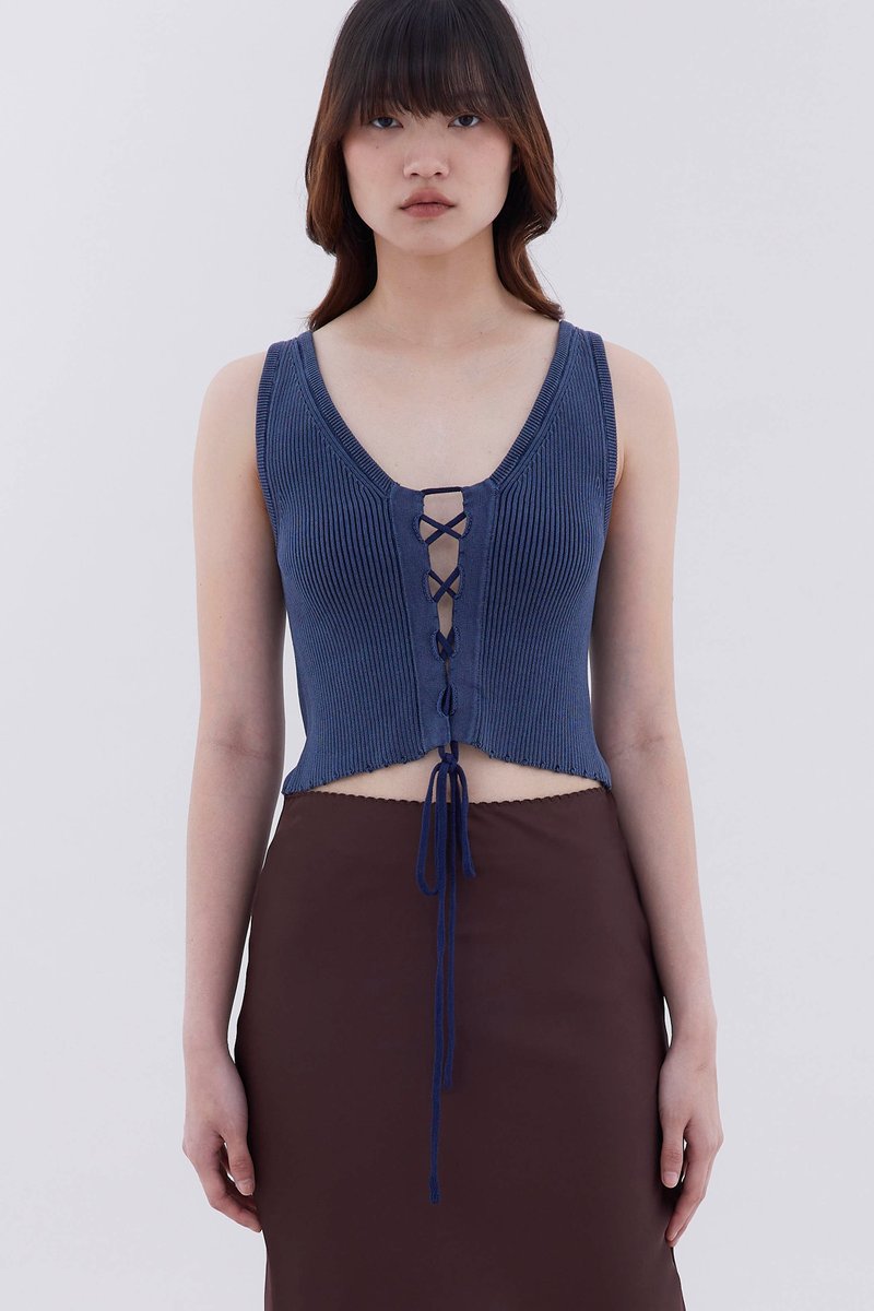 Karene Tie-Front Knit Crop Top