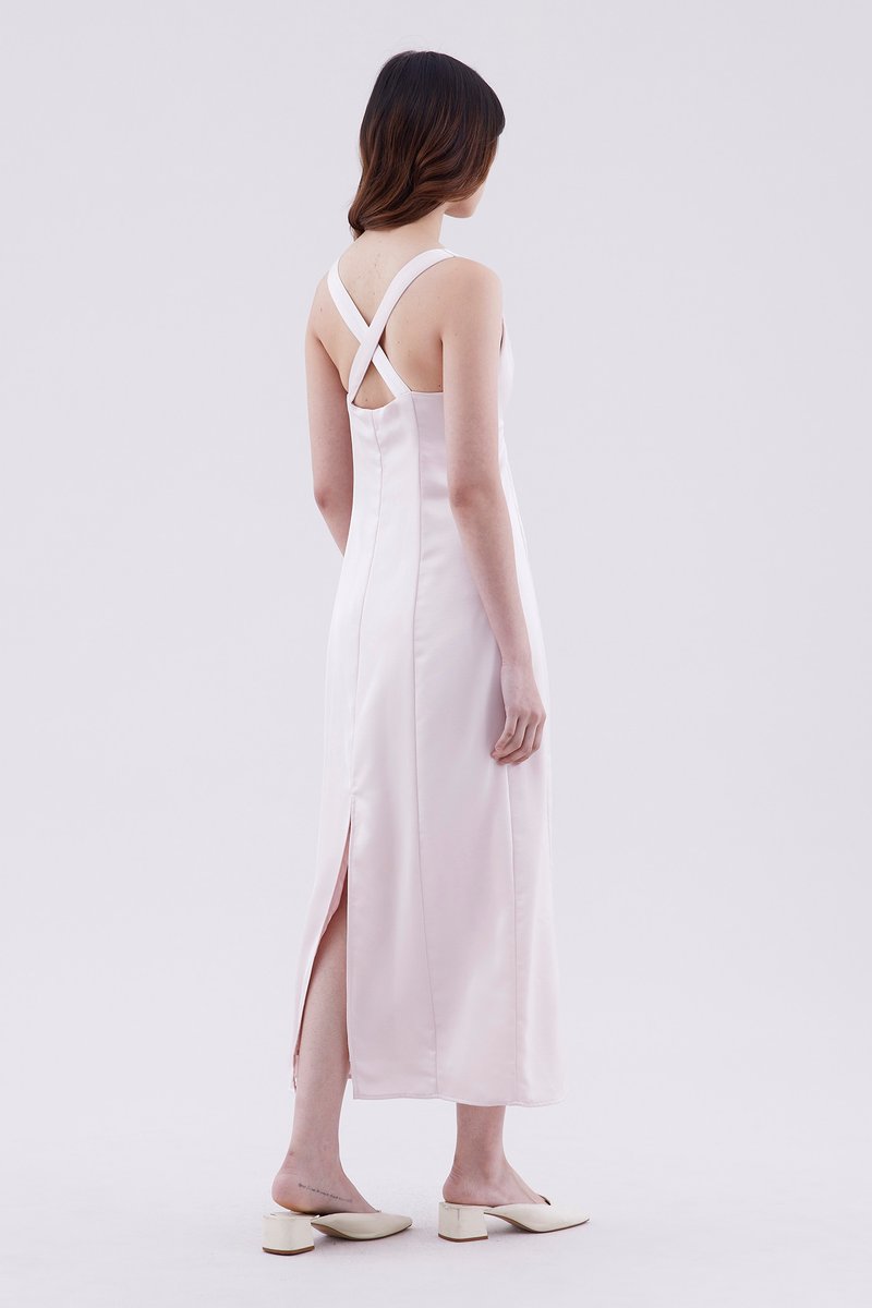 Zelina Cross-Back Slip Dress