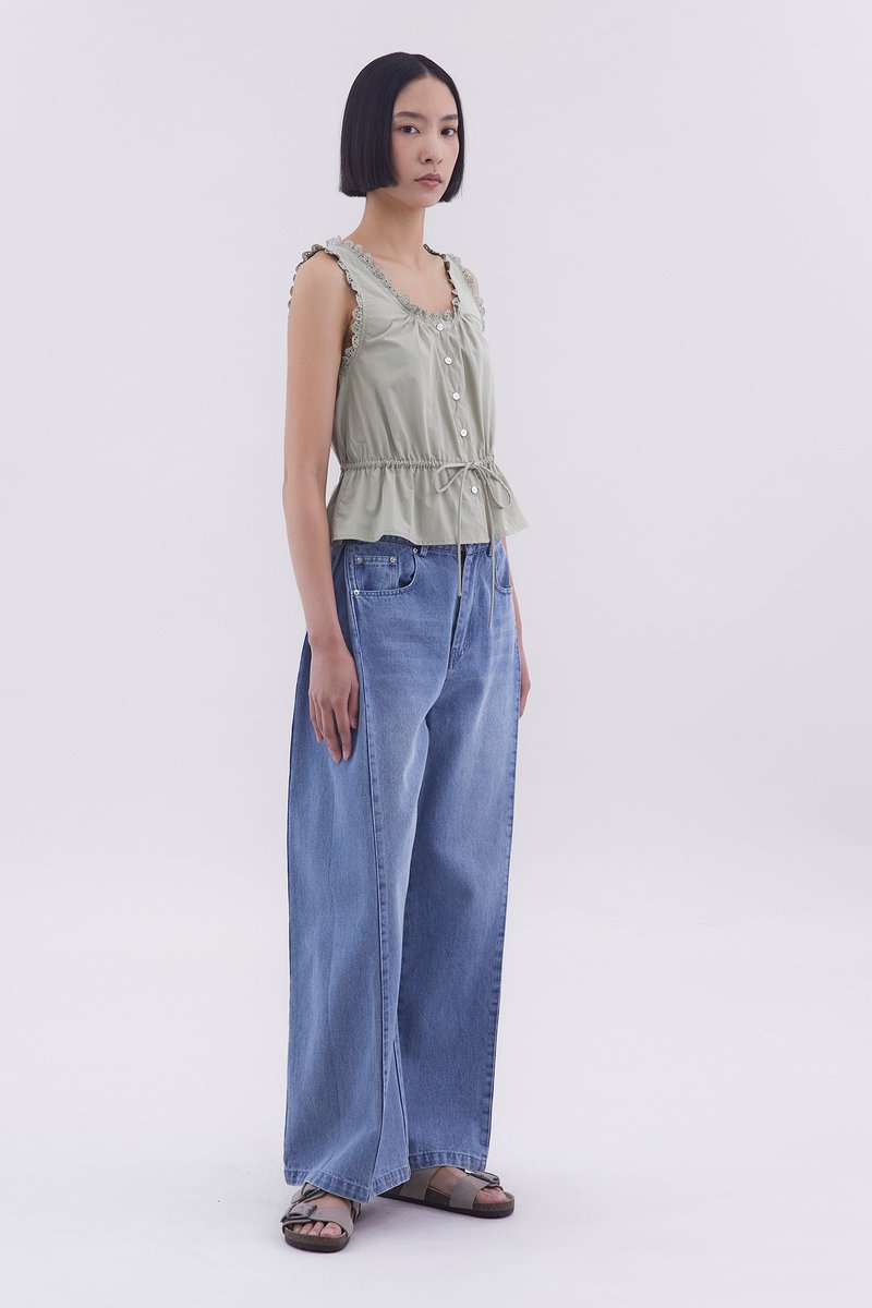 Simona Mid-Rise Side Pleat Jeans