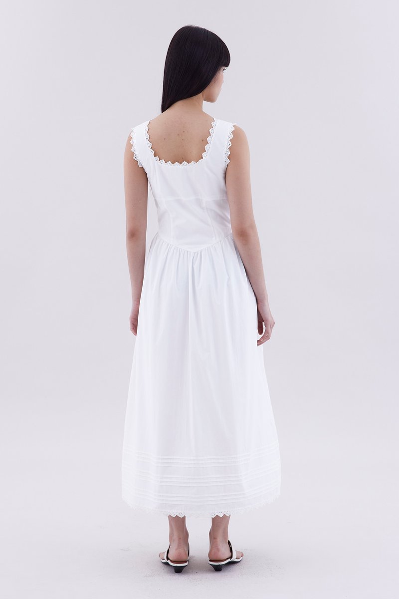 Berley Lace-Trim Pin Tuck Dress