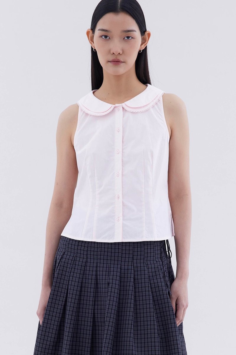 Phylicia Double Collar Sleeveless Shirt