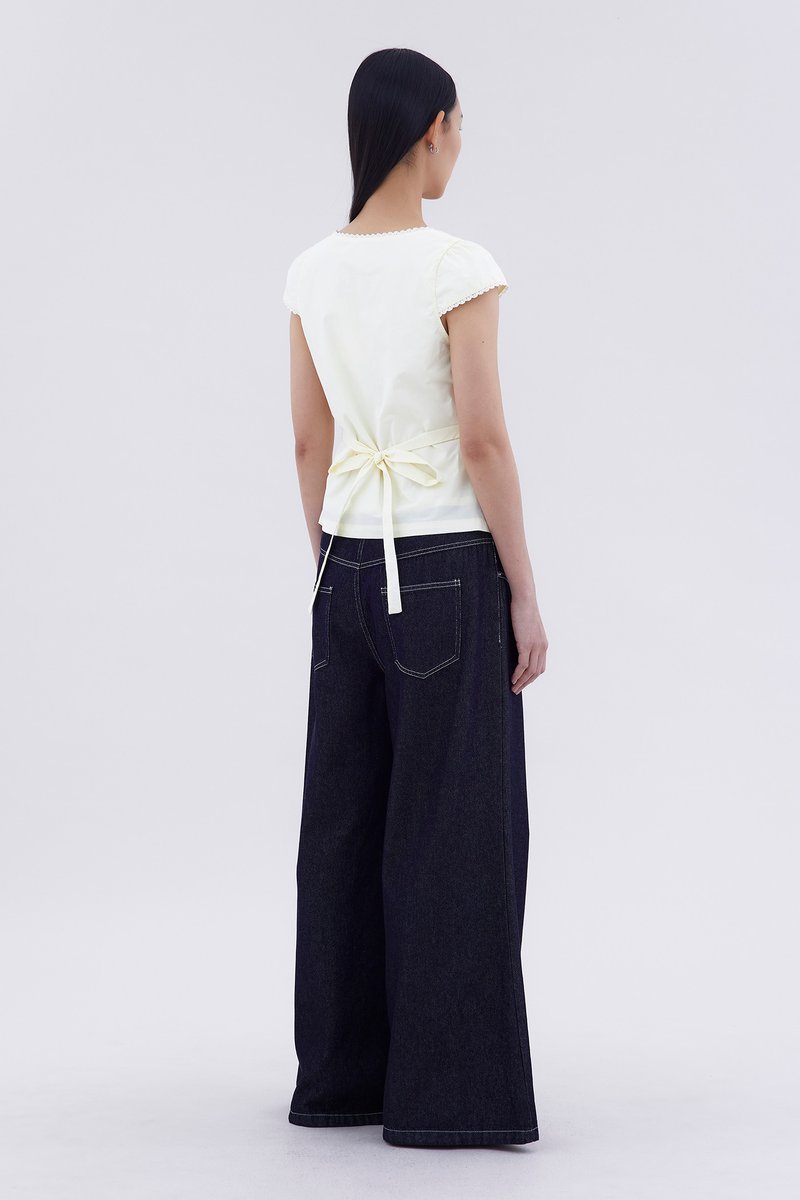 Mariette Lace Trim Fitted Blouse