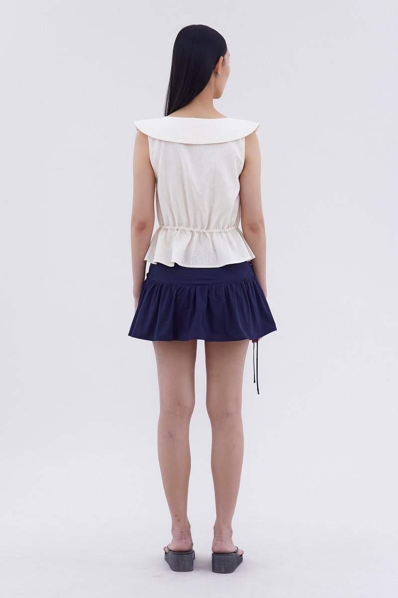Arely Collared Drawstring Top