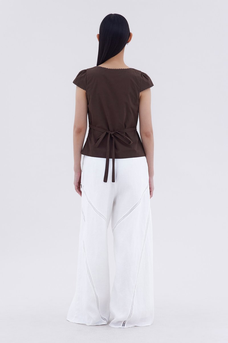 Mariette Lace Trim Fitted Blouse