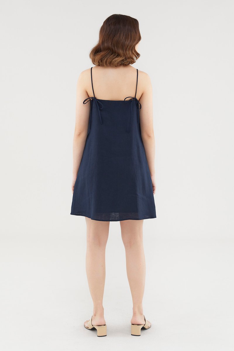 Aurova Linen Back-Tie Dress