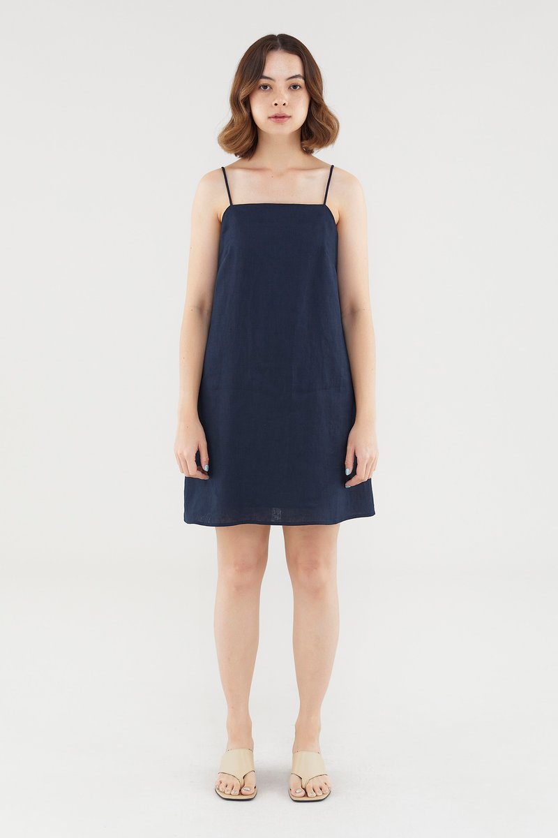 Aurova Linen Back-Tie Dress