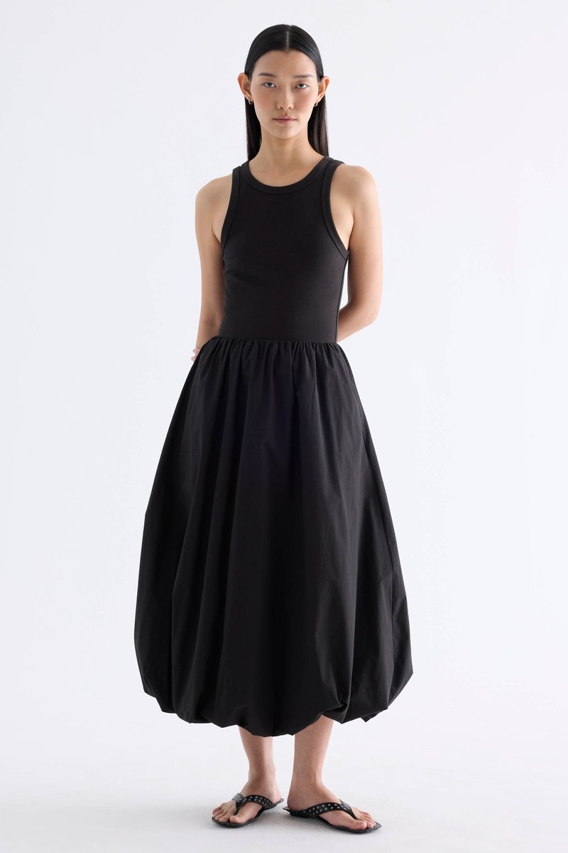 Maisy Ribbon-Tie Balloon Dress