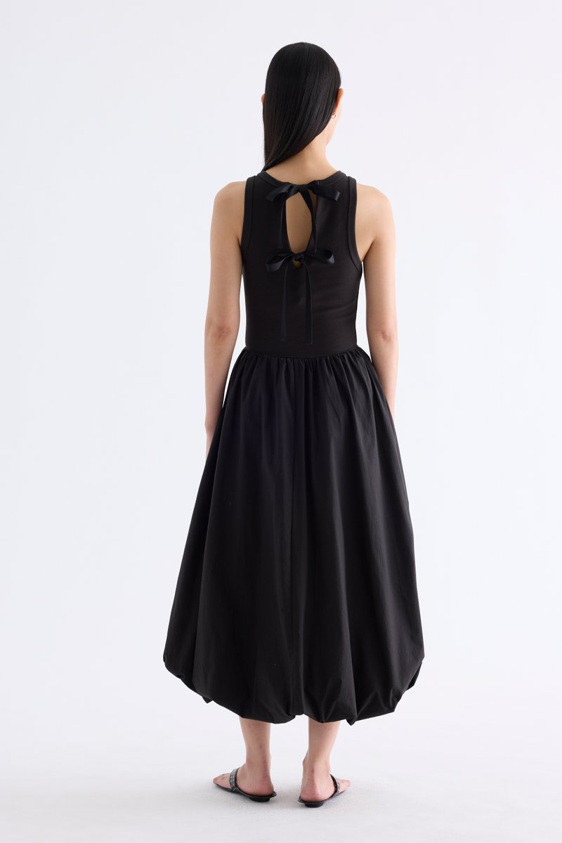 Maisy Ribbon-Tie Balloon Dress