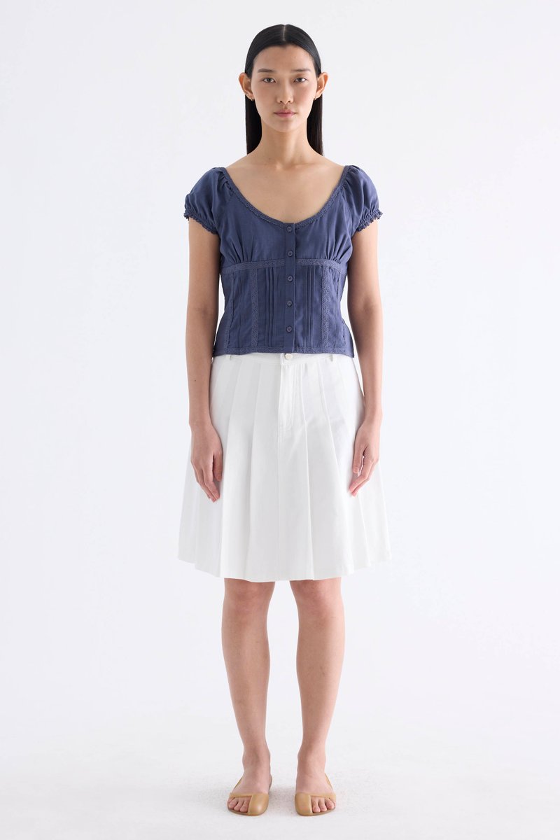 Kendella Low-Rise Pleated Skirt