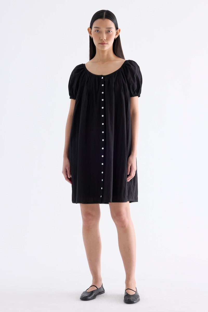 Arlette Scoop-Neck Lace-Trim Dress