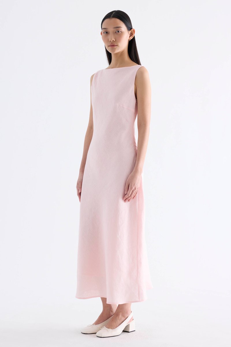 Hazeline Boat-Neck Bias Dress