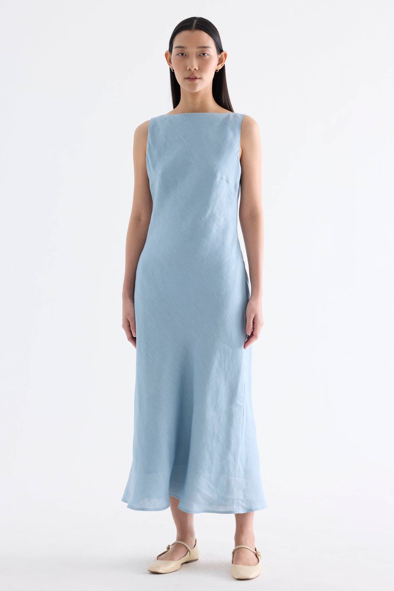 Hazeline Boat-Neck Bias Dress