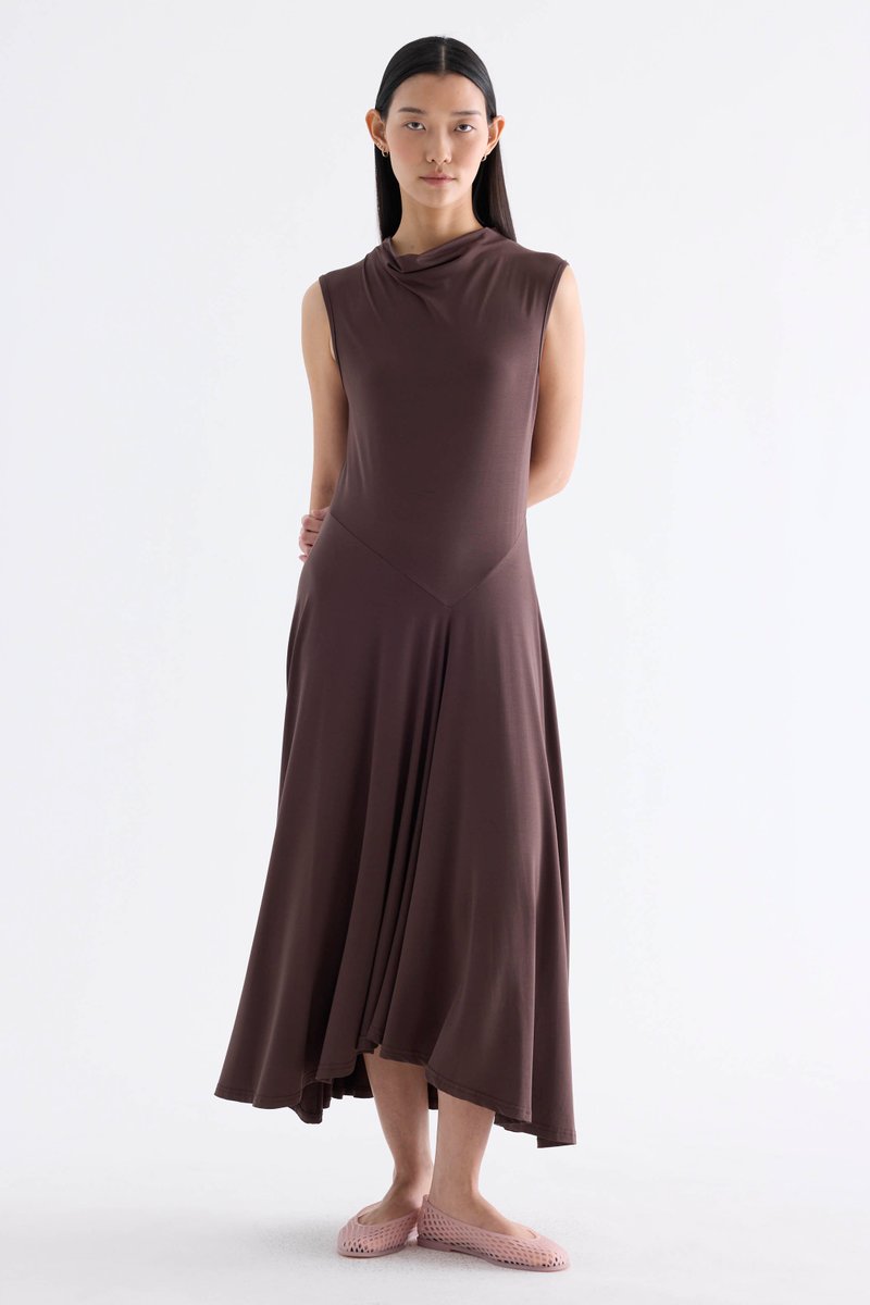 Irise Drape-Neck Asymmetrical Dress