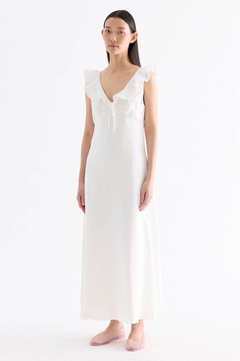 Zendela Ruffle-Collar Bustier Dress